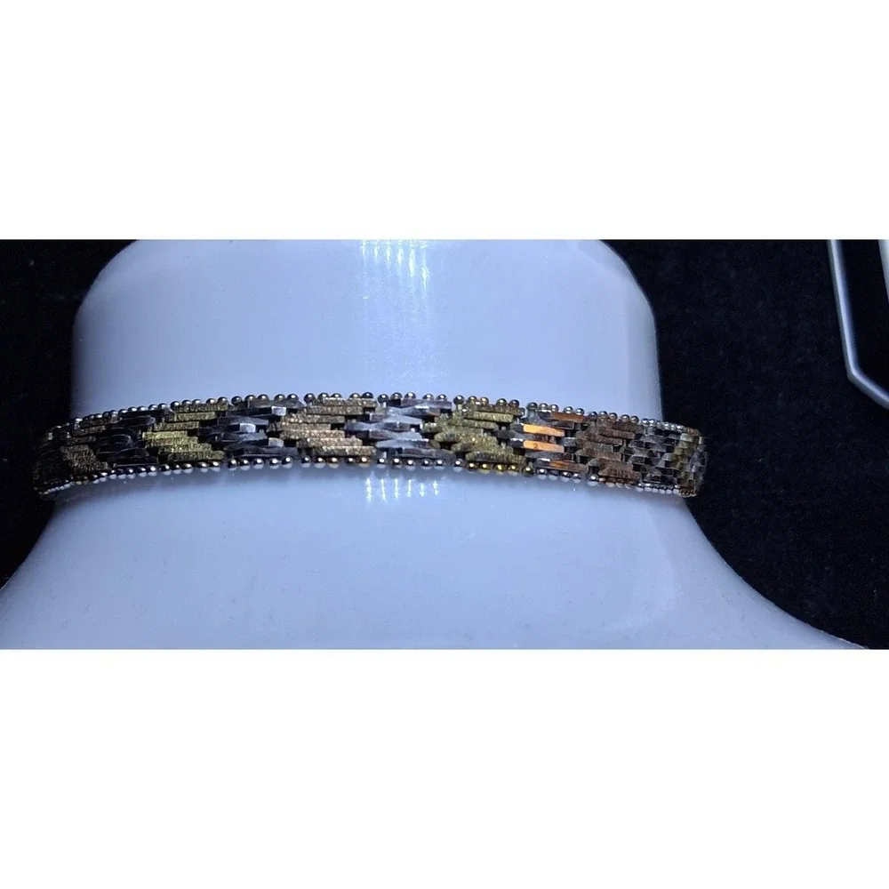 Vintage Tri Gold 925 Sterling Silver 7' Bracelet